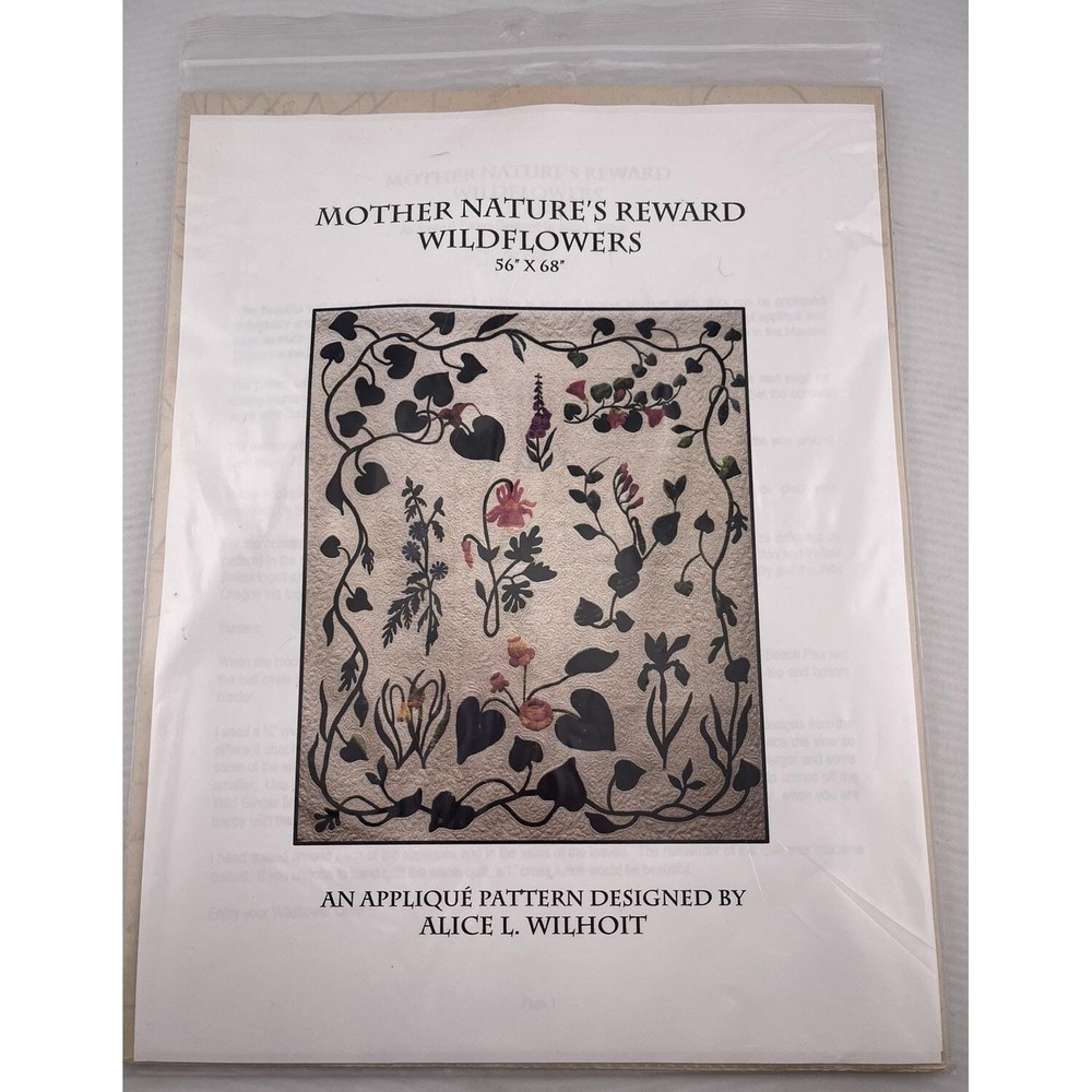 Alice Wilhoit Designs Mother Nature's Reward Wildflowers Quilt Pattern 56" x 68"